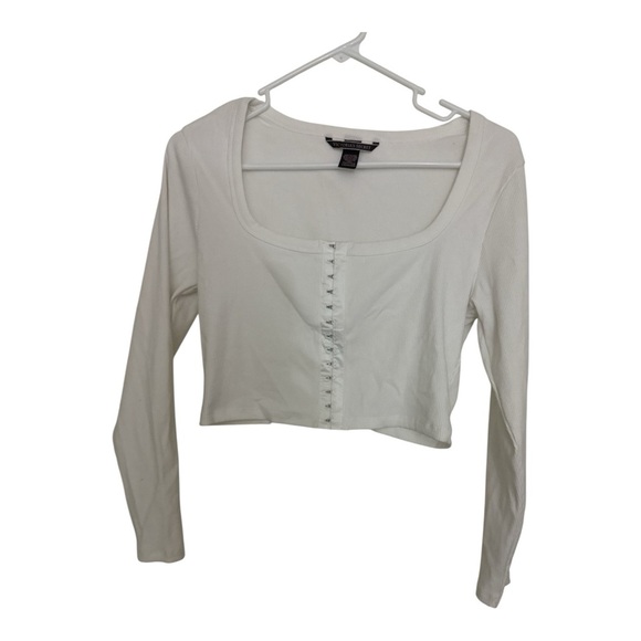 Victoria's Secret Tops - Victoria's Secret Cream Long Sleeve Cropped Blouse